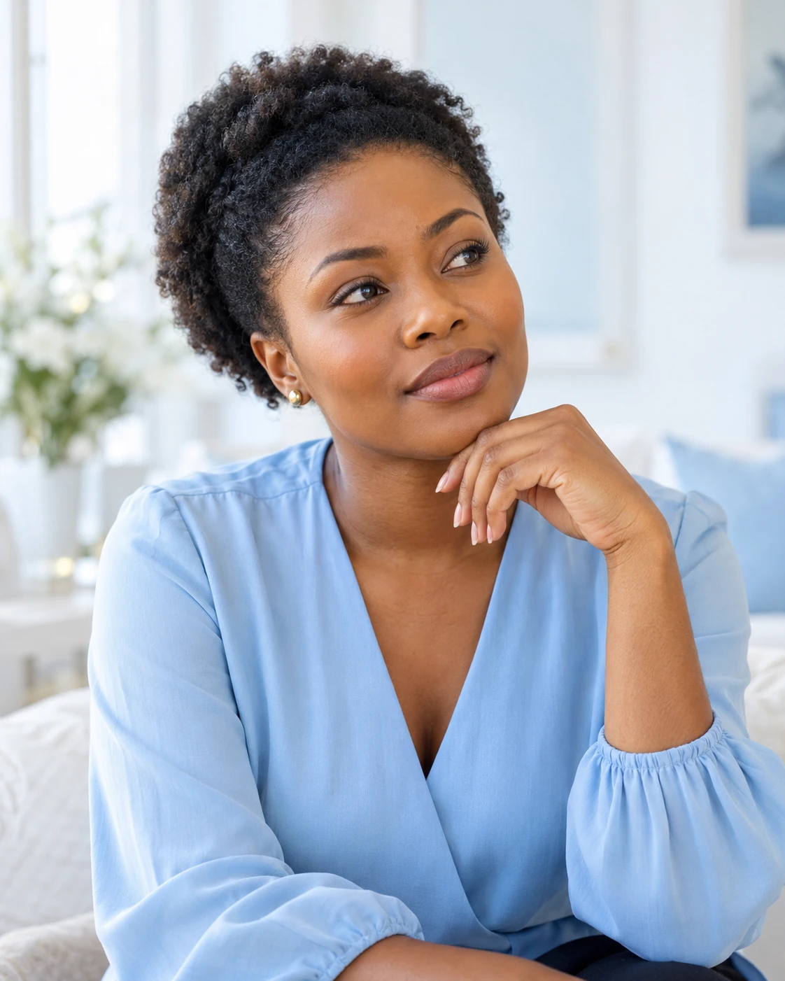 Illustration : une femme africaine réfléchit et se pose une question